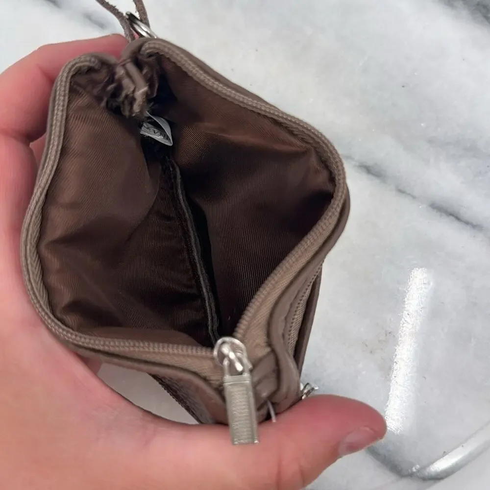 NWT Milk chocolate brown pebble leather four zippered coin purse wallet